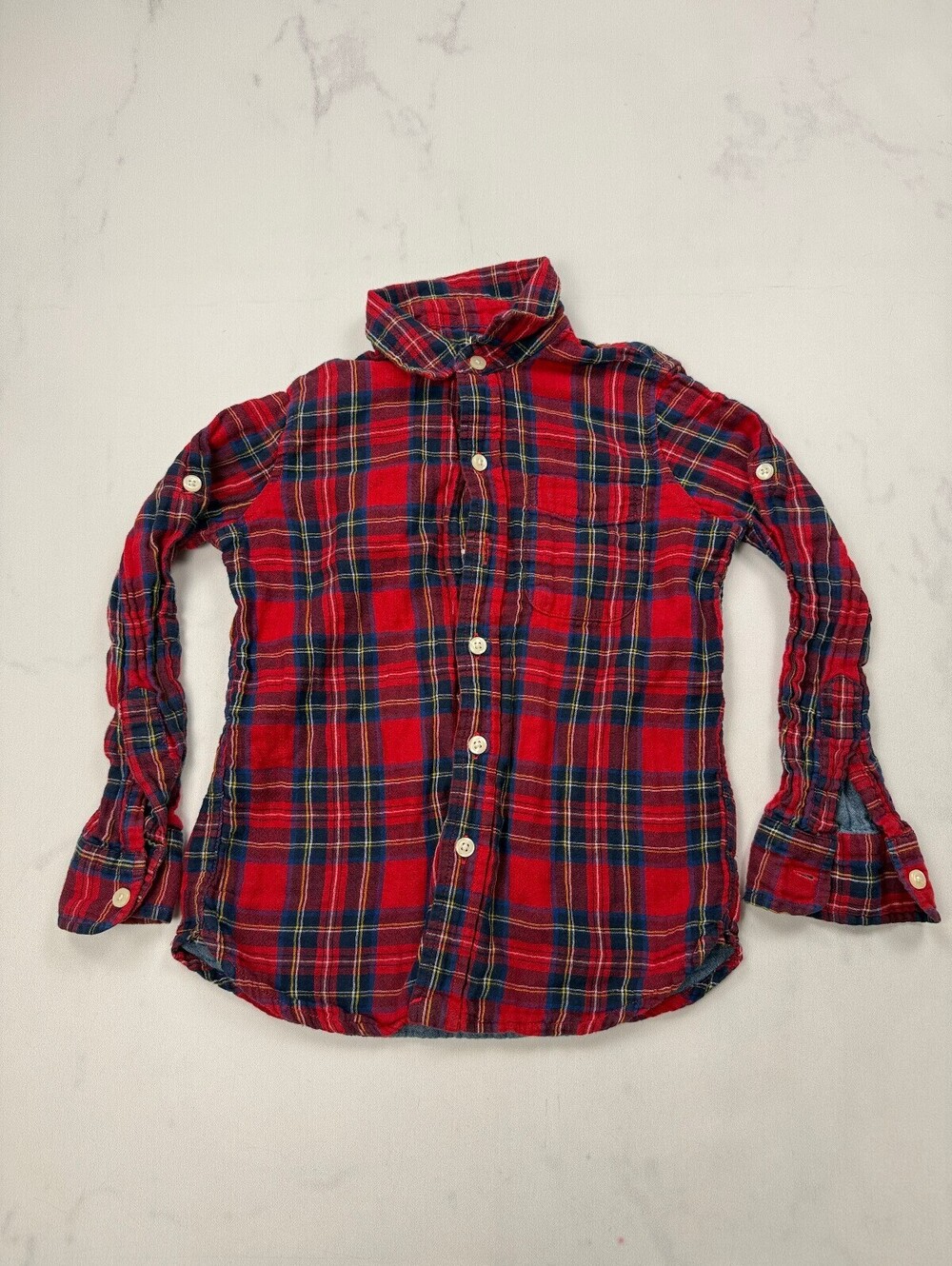 Gap Kids Button-Up Shirt Red 90s Tartan - Boys S